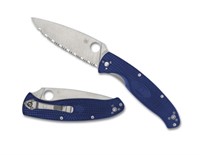 Spyderco Blue Serrated Resilience Folding Knife
