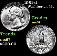 1981-d Washington Quarter 25c Grades GEM++ Unc