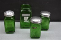 Assortment of Owens Illinois Green Hoosier Shakers