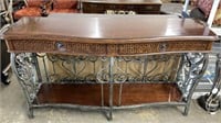 Large Metal and Wood Console Table
