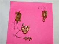 10k & 14K Gold Sorority Pins 1920's-1950's