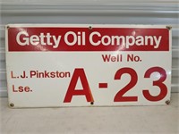 Getty oil company porcelain sign 12x24