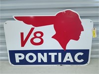 Metal V8 Pontiac sign 23x34 reproduction