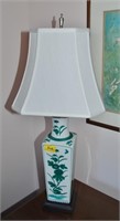 Porcelain Oriental Style Table Lamp - Green &