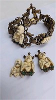 Vintage Carved Buddha Bracelet Clip on earrings se