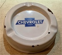 Vintage Enamel Chevrolet Ashtray