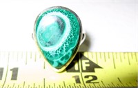 Malachite Stone In Sterling Silver Ring