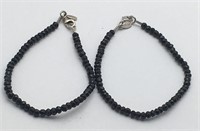 Pair Of Black Stone And Sterling Silver Bracelets