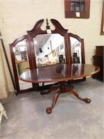 Tri-Fold Dresser Mirror, Oval Coffee Table &