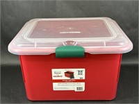 Red Plastic Storage Tub with Lid