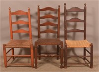Three Early 19th Century Ladder-Back Side Chairs.