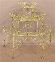 Iron and Wire 3-Tier Half-Circular Plant Stand.