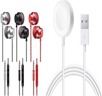 NEW 3PK 3.5mm Earbuds & Magnetic Watch Charger