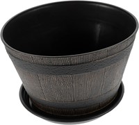LIOOBO Wooden Barrel Plastic Flower Pot Set 5 pots