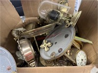 Box of clock parts & clocks