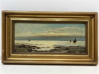 Signed A. Eccles Antique Seascape Painting On