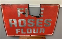 Vieille pancarte métallique Fire Roses de farine