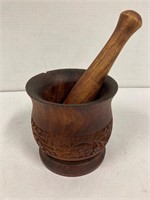Wood bowl and pestal