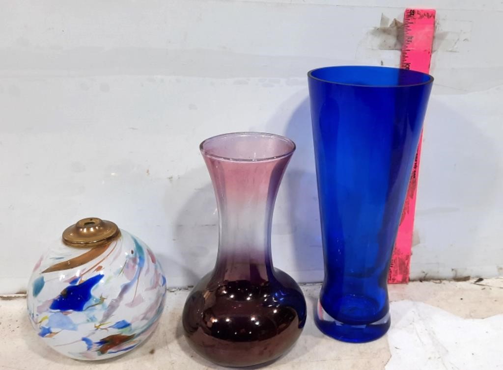 Oil Lamp, Blue & Purple Glasses