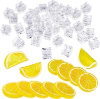 42 Pieces Acrylic Fake Lemon Slices Ice Cubes Arti