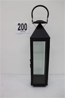 Black Metal/Glass Lantern (Approx. 19" Tall)