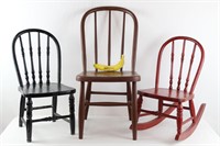 3 Vintage Child's Bentwood Chairs & Rocker