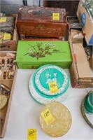 (2) Wooden Jewelry Boxes; Green Jewelry Box;