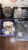 4 box lots of antique glass & china ,