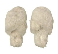 $22 Flora Soft Furry Faux Fur Slipper Ivory L