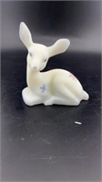 Fenton Glass White Satin Fawn Deer Figurine -