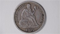 1875 Seated Liberty Dime