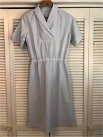 VINTAGE HANDMADE BLUE/ WHITE STRIPED DRESS