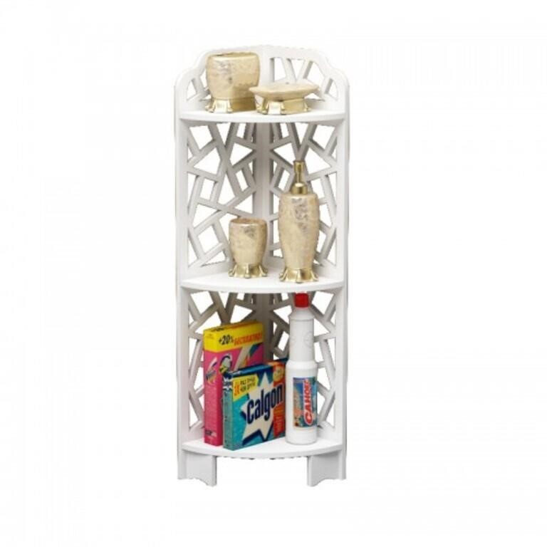 3-Tier Wood Plastic Bathroom Storage Corner Shelf