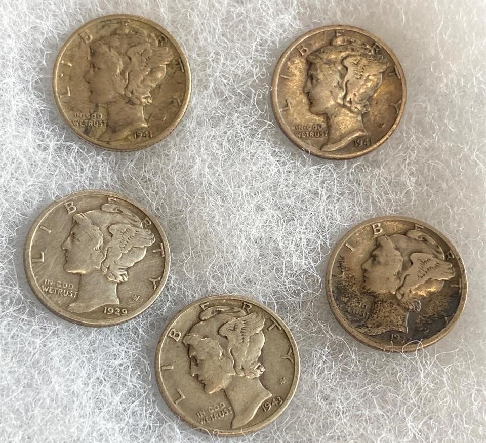 5 Mercury Dimes