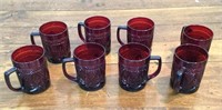 (8) 4" ruby red glass mugs