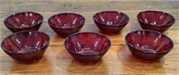 (7) 6" ruby red glass bowls