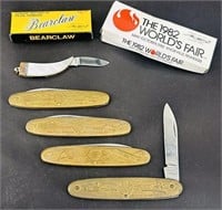5 Vintage Japan Parker Cut Pocket Knives 1 Bear