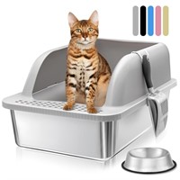 Stainless Steel Litter Box with Lid  24   x 16