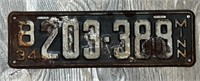 Vintage 1934 License Plate