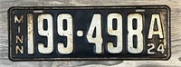 Vintage 1924 Minnesota License Plate