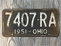 Vintage 1951 Ohio License Plate