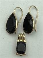 14k Onyx Earrings and Pendant