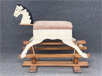 Vintage Wood Rocking Horse on Platform