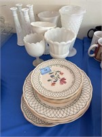 ASSORTED MILK GLASS AND CHINA