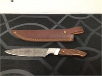 9” Damascus Fixed Blade Knife & Sheath
