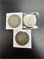 Lot of 3 Morgan dollar silver coins 1898 1900 1921