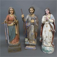 Three Antique Santos Figural Sculptures