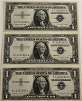 (3) 1957A $1 Silver Certificates