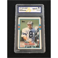 1989 Topps Traded Troy Aikman Rookie Wcg 10