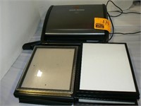 GEORGE FOREMAN GRILL, STACK OF PICTURE FRAMES